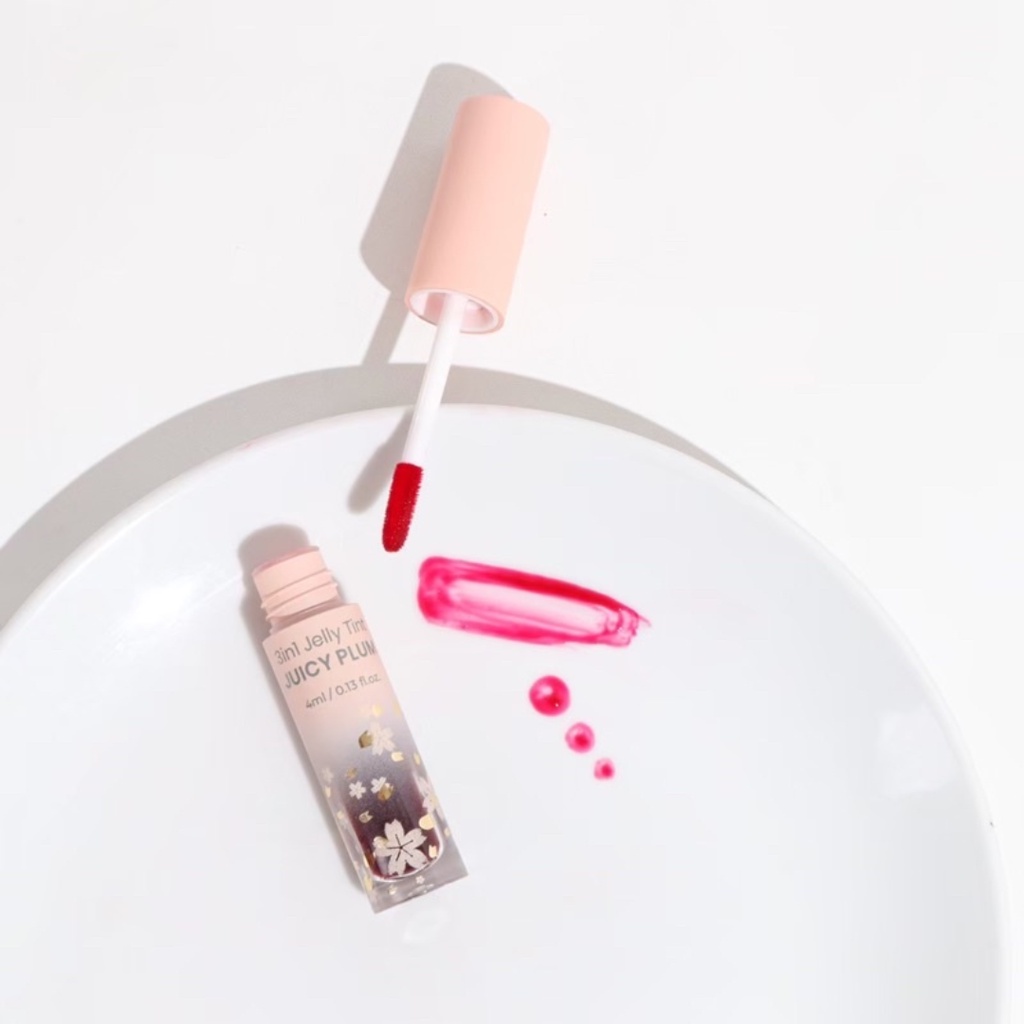 [ Agen Resmi ] Noera 3 in 1 Jelly Tint Juicy Pulm - Neora Liptint Lipscare Girlis Red Pearl Dream