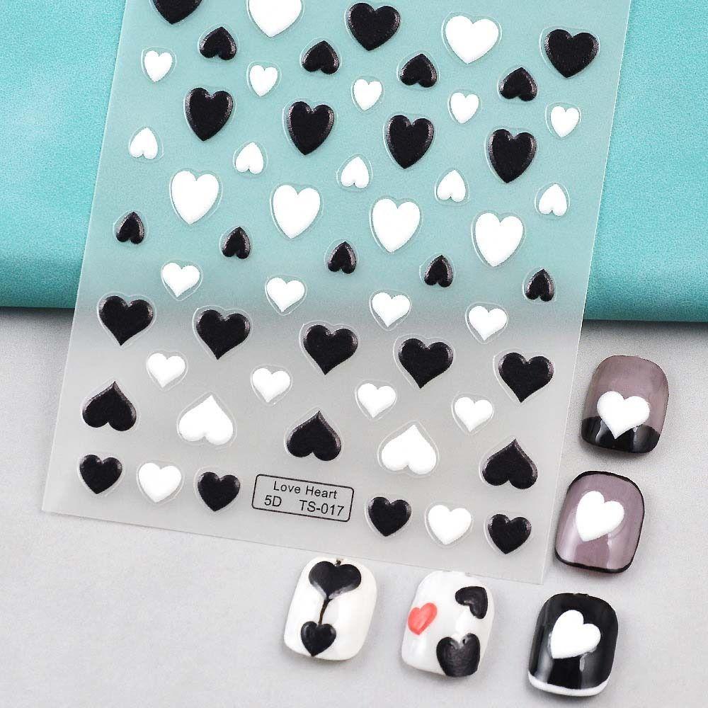 Mxbeauty Stiker Kuku Hati Sweet Hollow Heart Peach Heart Self Adhesive Nail Art Dekorasi