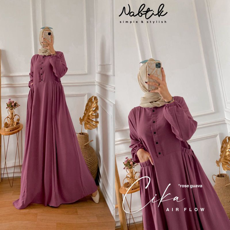 CIKA NABTIK GAMIS AIRFLOW TERMURAH GAMIS POLOS LD 110 / gamis CIKA / Dress Cika / Cika dress / gamis cringkel / Gamis crinkel / Gamis crincle