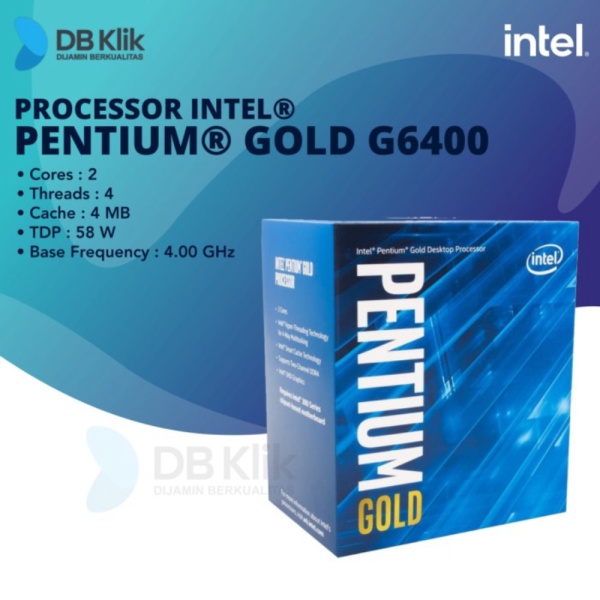 Jual Processor Intel Pentium Dual Core Gold G6400 Box - Intel Pentium G6400 Murah