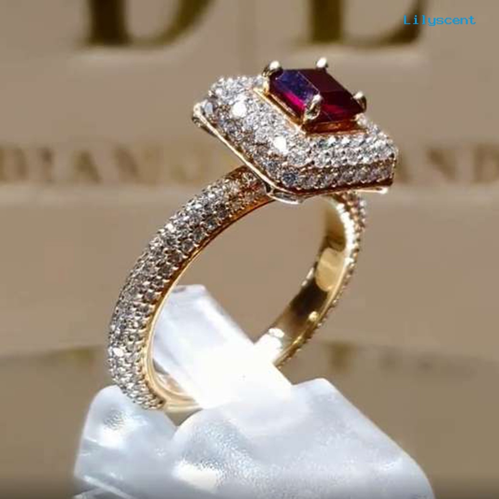 [LS] Cincin Penuh Berlian Imitasi Hias Indah Jari Band Perempuan Fashion Perhiasan Hadiah Untuk Pernikahan