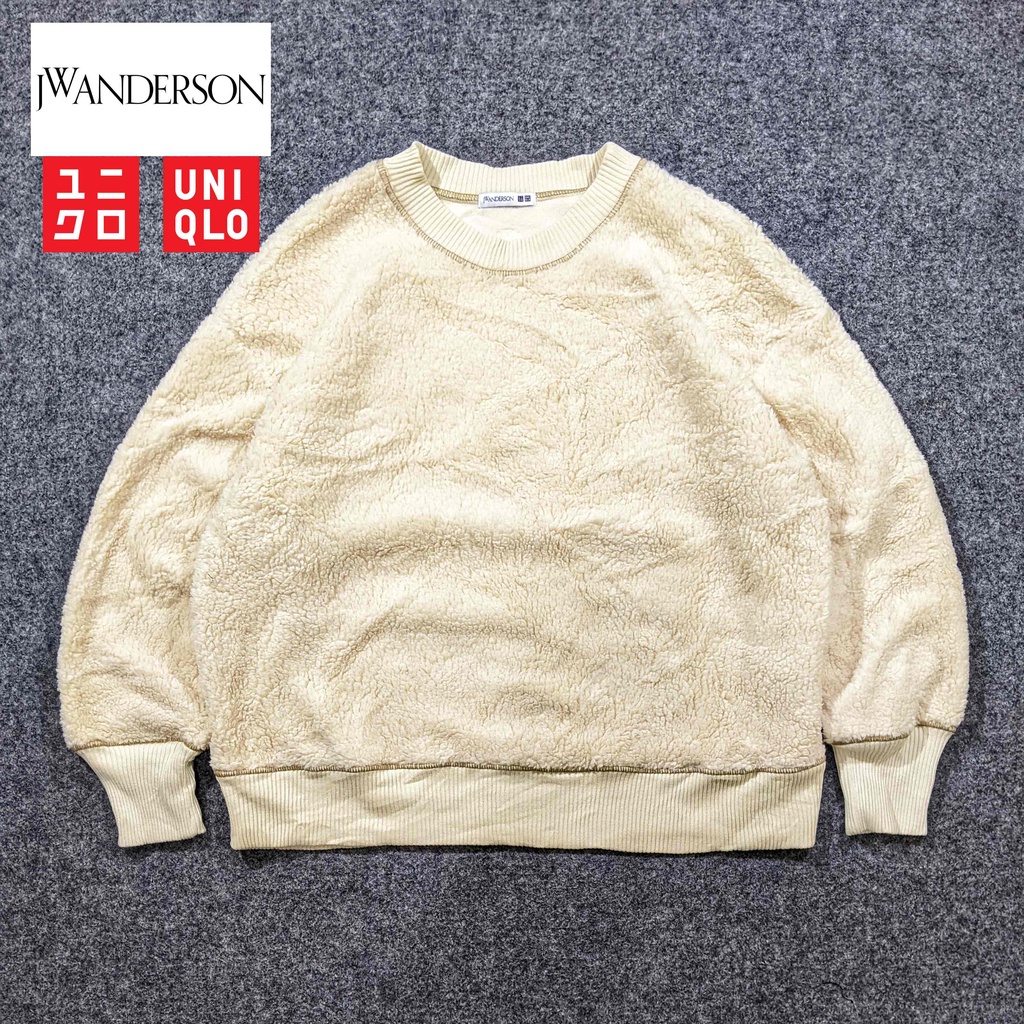 JW Anderson x Uniqlo - Sweater Bulu Sherpa Pria Hangat Tebal Winter Musim Dingin Second Bekas Origin