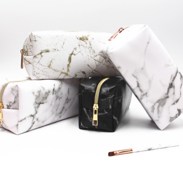 KOTAK PENSIL MOTIF MARBLE / MARBLE MAKE UP POUCH / TEMPAT SKINCARE KOSMETIK BESAR / POUCH MAKE UP MARBLE MOTIF LARGE / TAS KOSMETIK PERJALANAN WANITA TAHAN AIR / KOTAK PENSIL ESTETIK / TRAVELLING POUCH ORGANIZER