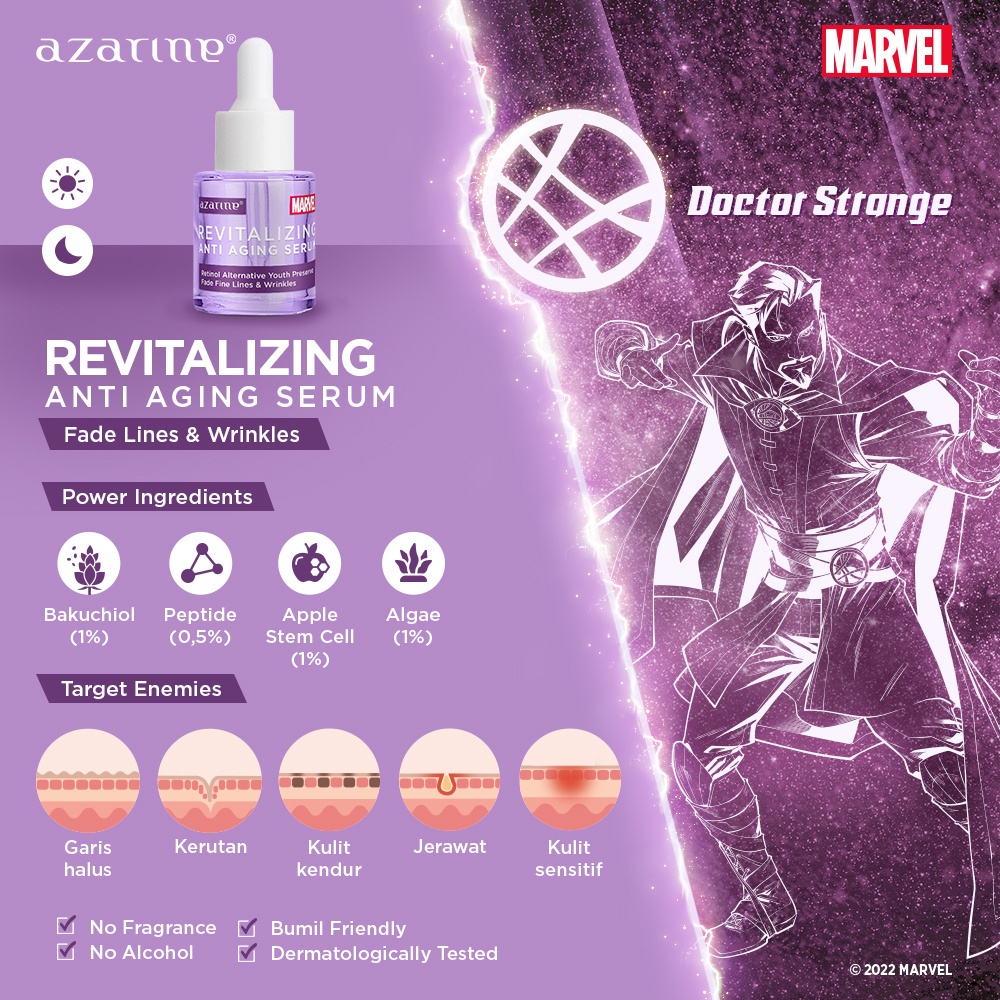 Ningrum - AZARINE Superhero Serum Marvel Edition SERIES 20ml | Brightening - Hydration - Anti Aging - Acne Series | Perawatan Wajah Serum Essence Original BPOM - 8902