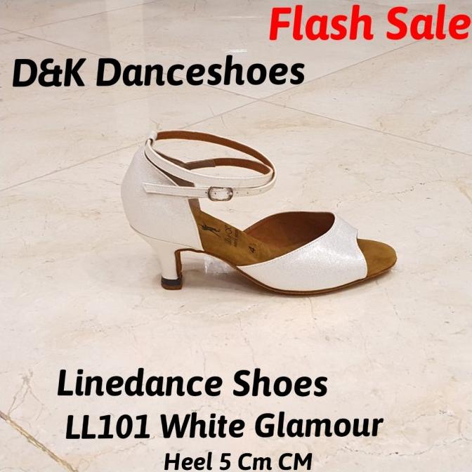 PROMO SEPATU LINE DANCE, SEPATU DANSA (LL101 WHITE GLAMOUR) D&K DANCE SHOES PENGIRIMAN CEPAT