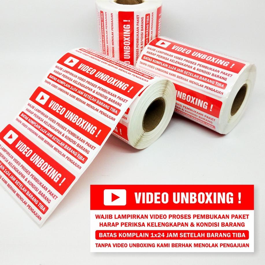 

IAN920 Sticker Label Wajib Video Unboxing Stiker Pengiriman Paket OlShop 8,5 x 3,5 cm (1 roll isi 500 pcs) +