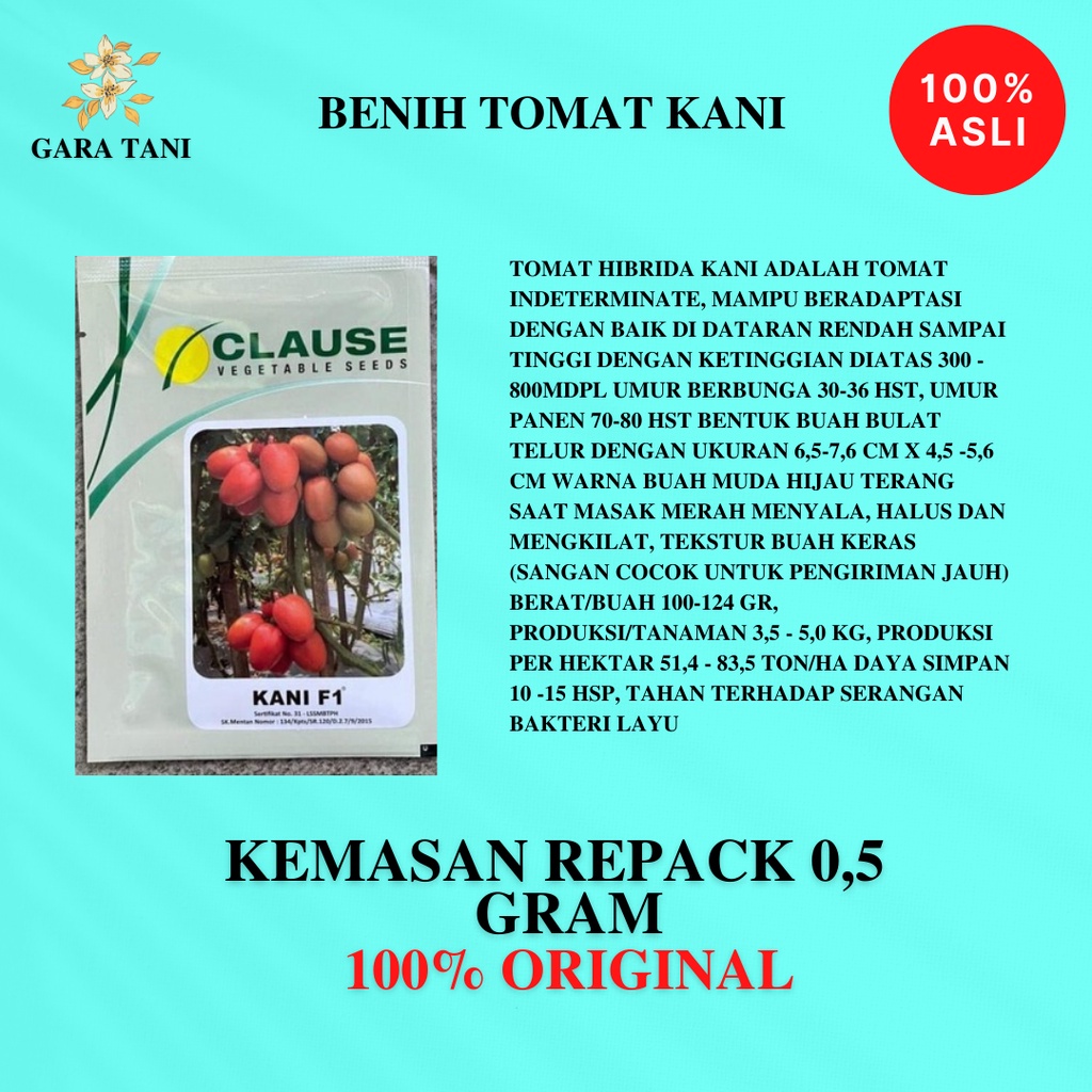 BENIH BIBIT TOMAT KANI F1 REPACKING ISI 0.5gr ±280 BIJI