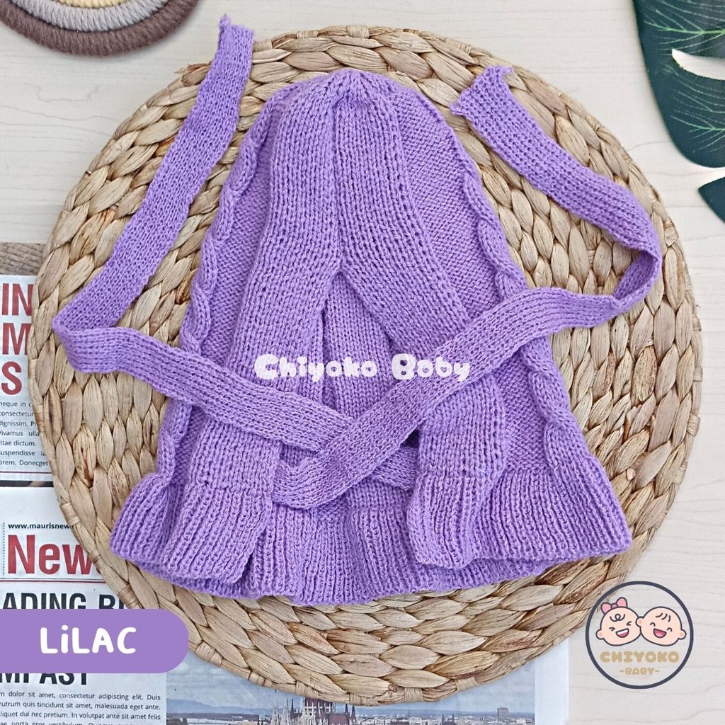 Topi Kupluk Bayi Bonet Bonnet Ruffle hat baby girl perempuan Rajut / Topi Rajut Bonnet Baby Girl Premium Chiyoko Baby