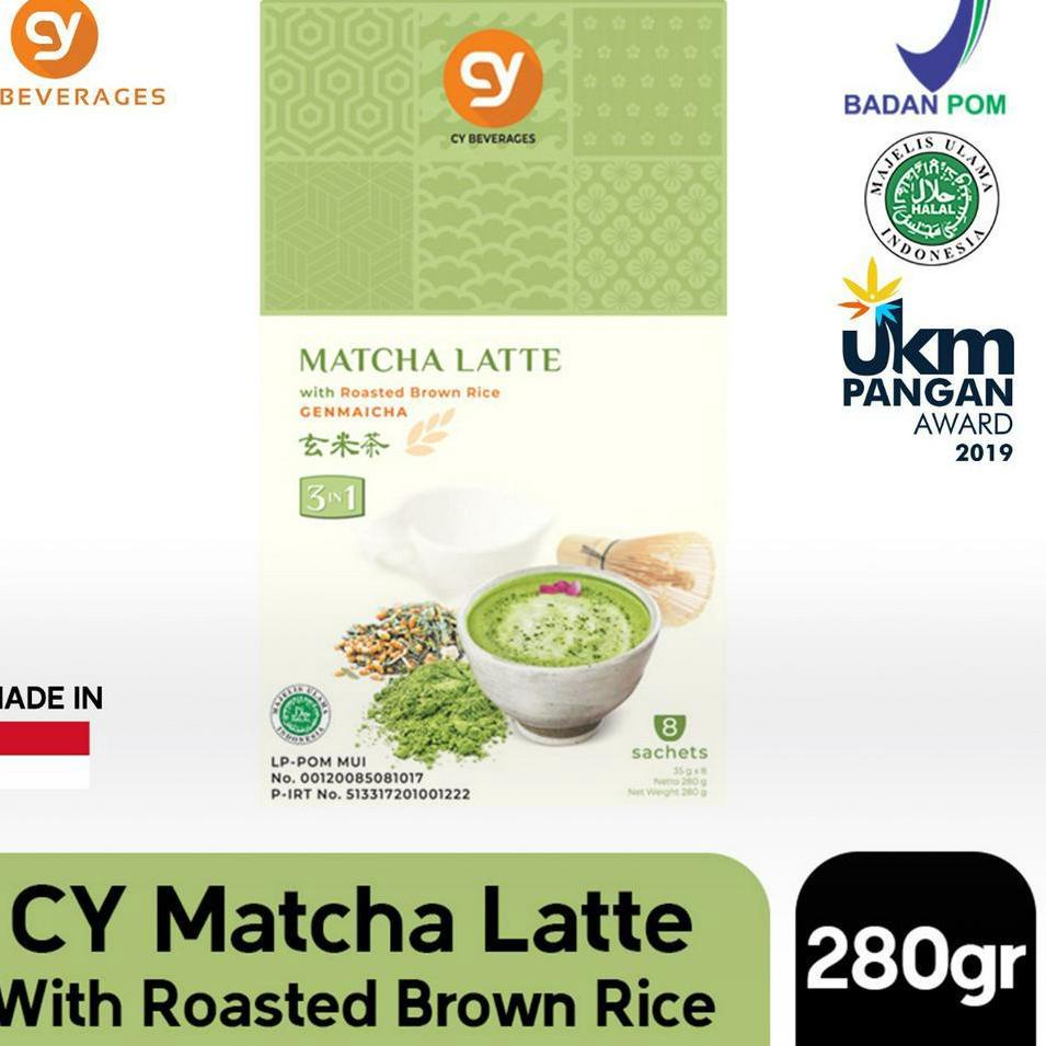 

>D2289) ⭐⭐⭐⭐⭐ CY Matcha Latte With Brown Rice Genmaicha Latte 1 Box 8 Sachets