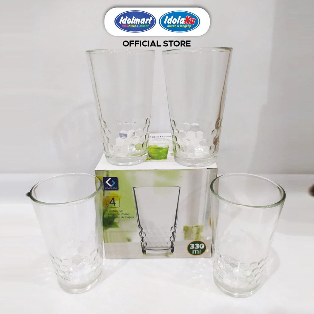 IDOLMART Kimglass Glass Cup Franklin Isi 4 pcs Gelas Kaca Franklin gelas kado- Surabaya