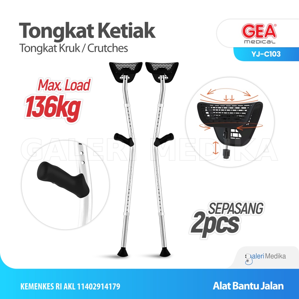 Tongkat Ketiak Kruk GEA YJ-C103 Sepasang / Kruk GEA YJ-C 103 / Tongkat Kruk GEA YJ-C103