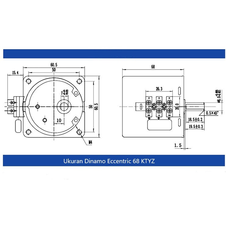 Motor Gearbox Eccentric Shaft 68KTYZ 28 watt 2.5Rpm-20Rpm (8230)