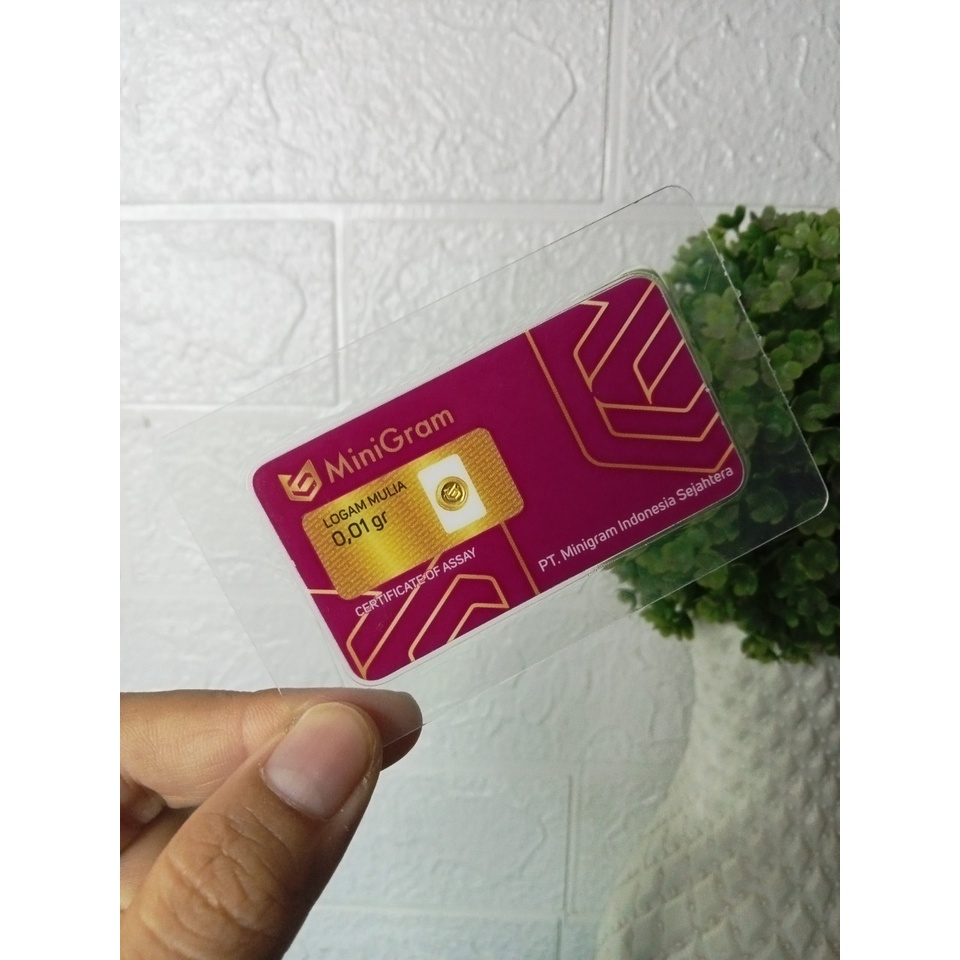 MINIGRAM Reguler Series 0,01 Gram Kemasan Laminating TERMURAH TERLARIS Emas Mini Emas Batangan Logam Mulia Murni 24 Karat Bersertifikat Resmi Asli Original Tabungan Emas Souvenir Keren Mewah