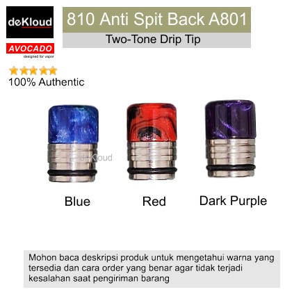 Authentic 810 Anti Spit Back A801 Drip Tip | driptip anti panas hybrid