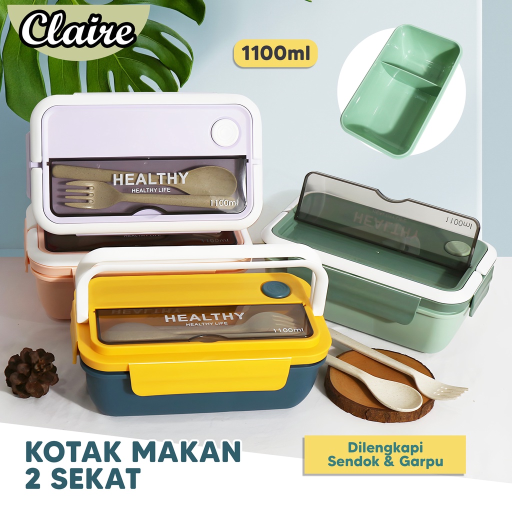 LUNCH BOX TERBARU / KOTAK MAKAN DUA SEKAT / KOTAK MAKAN BPA FREE