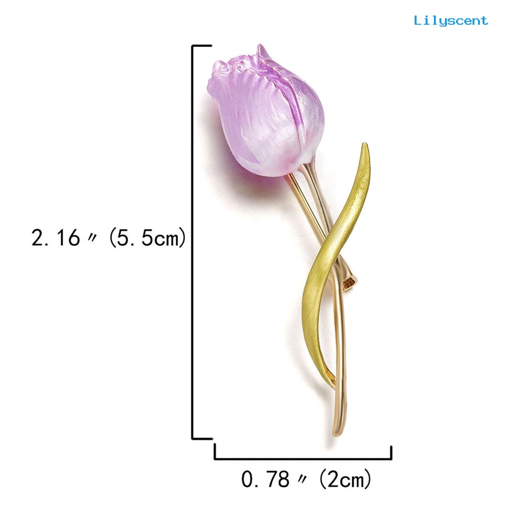 [LS] Indah Kerajinan Tangan Besar Bros Pesta Romantis Enamel Merah Muda Tulip Bunga Bros Aksesoris Kostum
