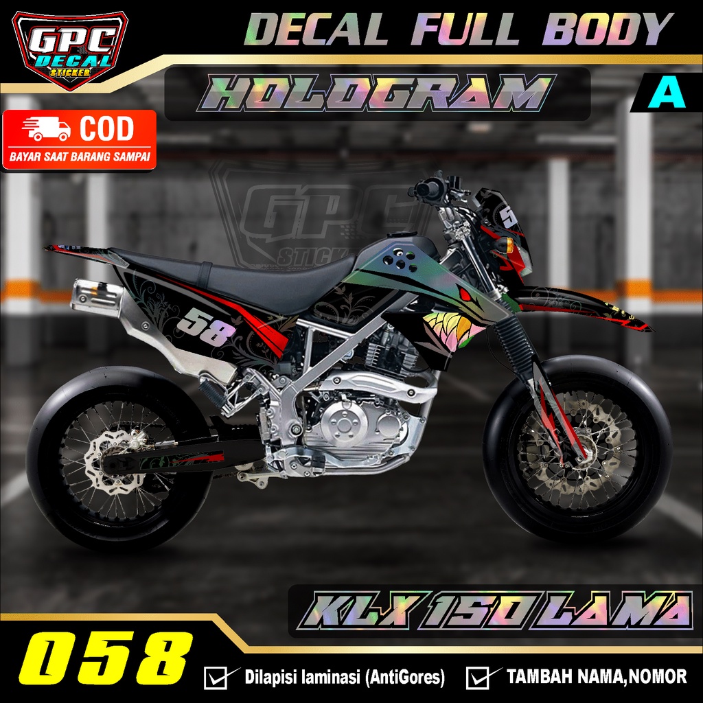 Dekal Sticker - Decal Stiker Custom KLX 150 s Old lama -DESAIN SHARP HIU GPC 058
