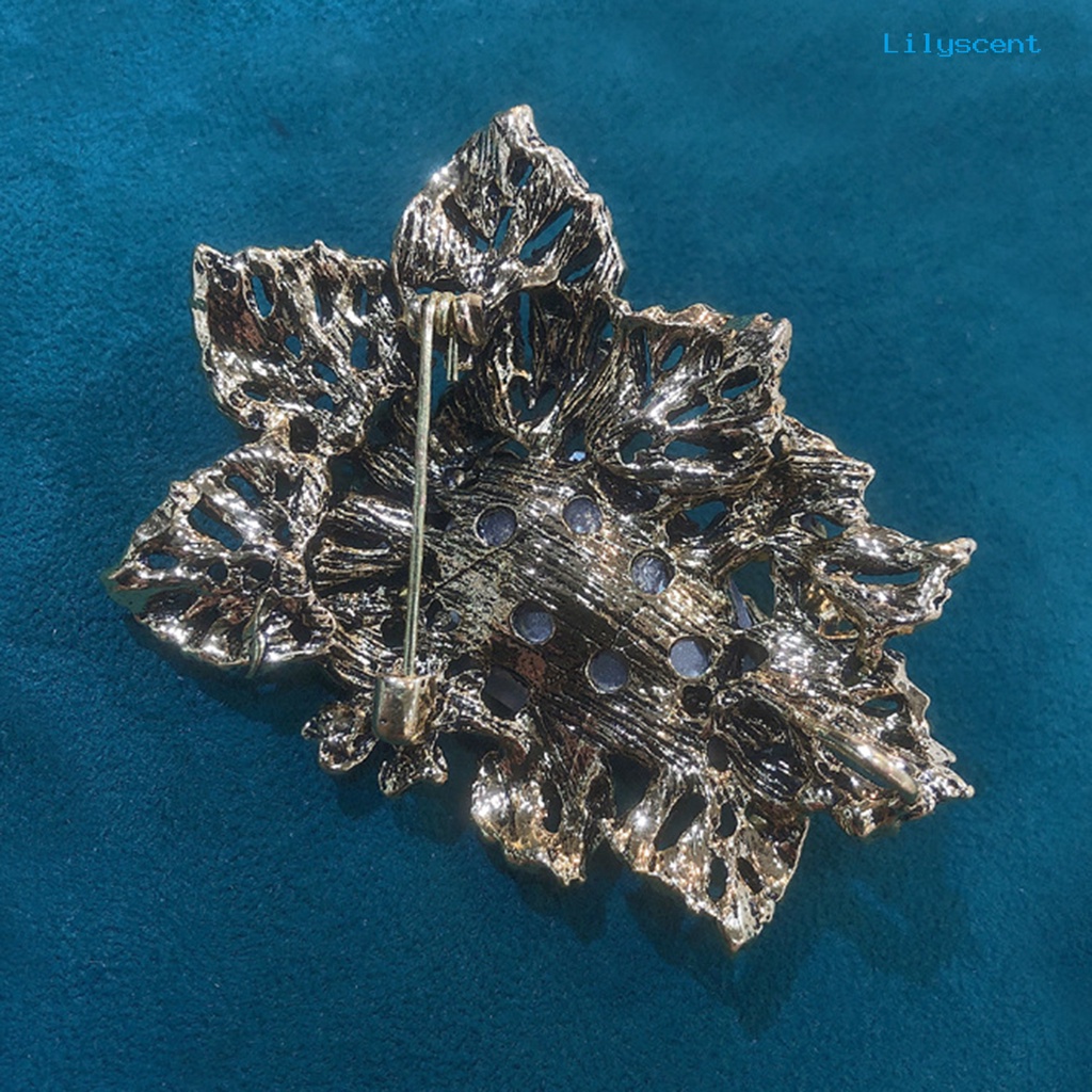 [LS] Ungu Kaca Istana Gaya Bunga Bros Pin Electroplated Tahan Lama Pesta Perhiasan Brooch Decor