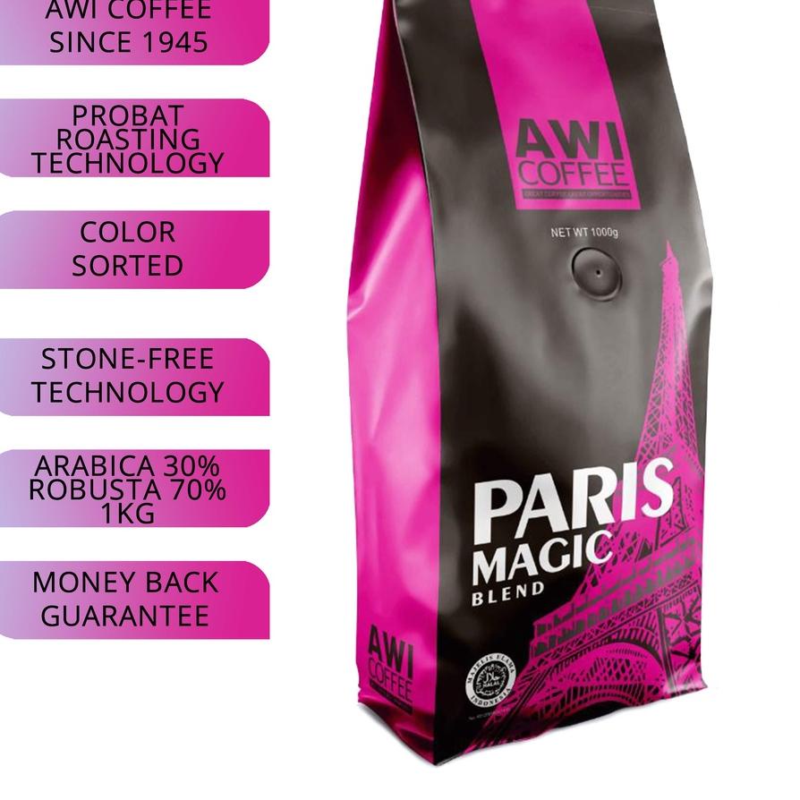 

☛ Awi Kopi Paris Magic Blend 1 Kg Biji | Roasted Coffee Beans | Arabica Robusta Premium Cafe Blend ♚