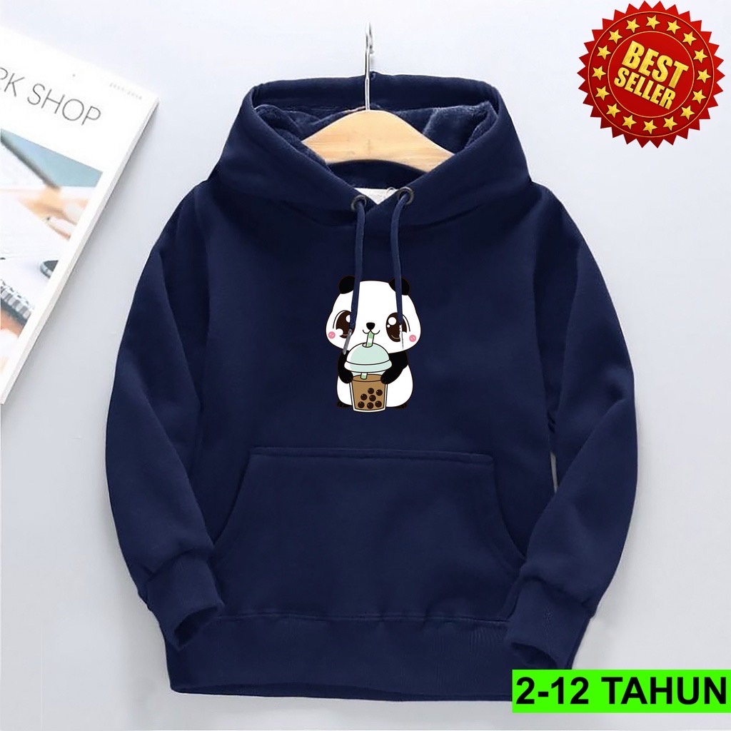 LITTLE PANDA Jumper Hoodie Anak  II Jaket Hoodie Anak Viral Bahan Fleece Size M - XL ( Laki Laki &amp; Peremepuan )