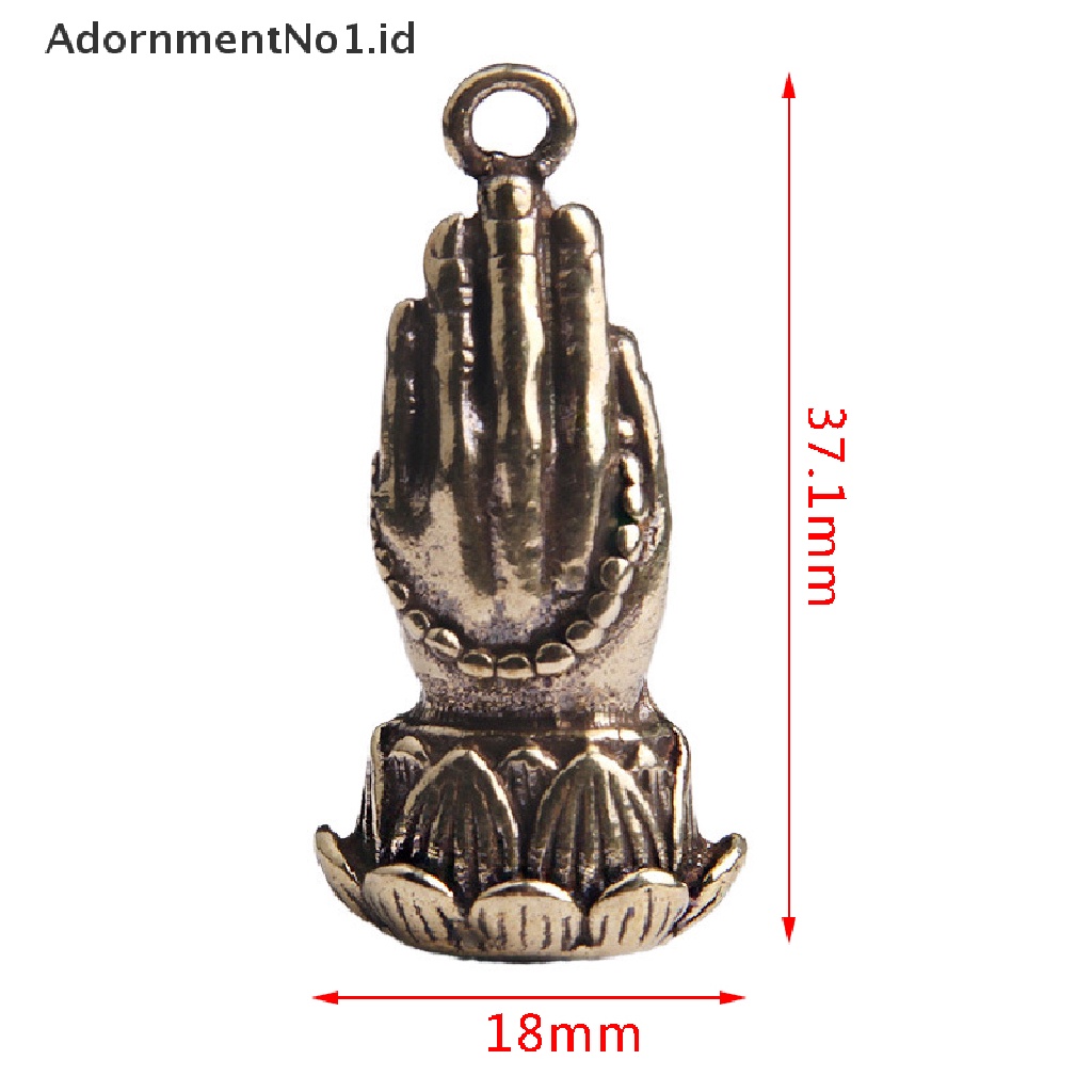 [AdornmentNo1] Tangan Bersama Buddha Kuningan Doa Buddha Dengan Dasar Teratai Manik-Manik Buddha Liontin Keagamaan Mini Hand Pray Patung Hiasan Meja [ID]