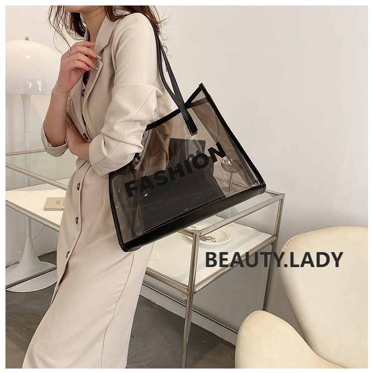 Totebag Jelly Transparan Tas Wanita Import/Tas PVC/Tas Hologram/Tas Casual/Tas Bahu/Tas Belanja/Tas Pesta/Tas Pantai/BAO054