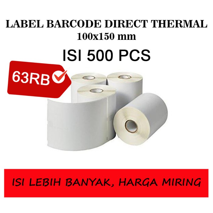 

Produk Unggulan] LABEL BARCODE THERMAL DIRECT THERMAL LABEL BARCODE 100x150 ISI 500