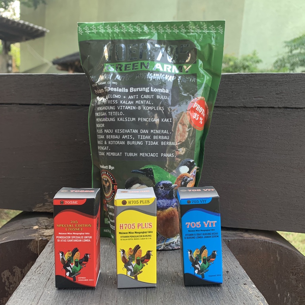 paket bundling h705 plus + h705se + 705 vit, free voer green army 250 gram