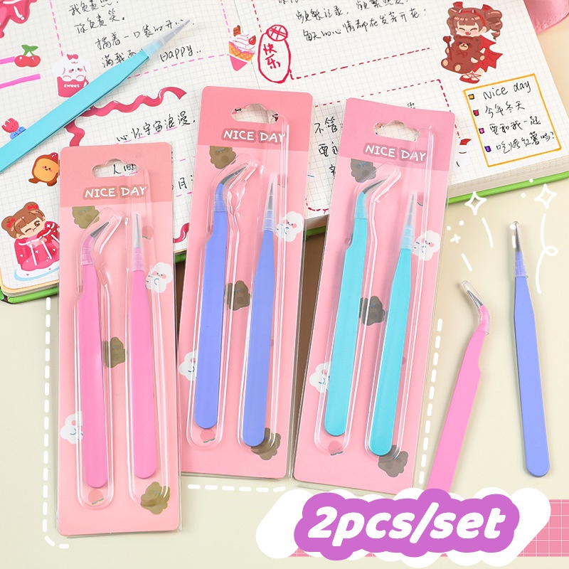 2pcs / set Pinset / Tape Stiker / Kartun Warna Permen Untuk Scrapbook / Jurnal