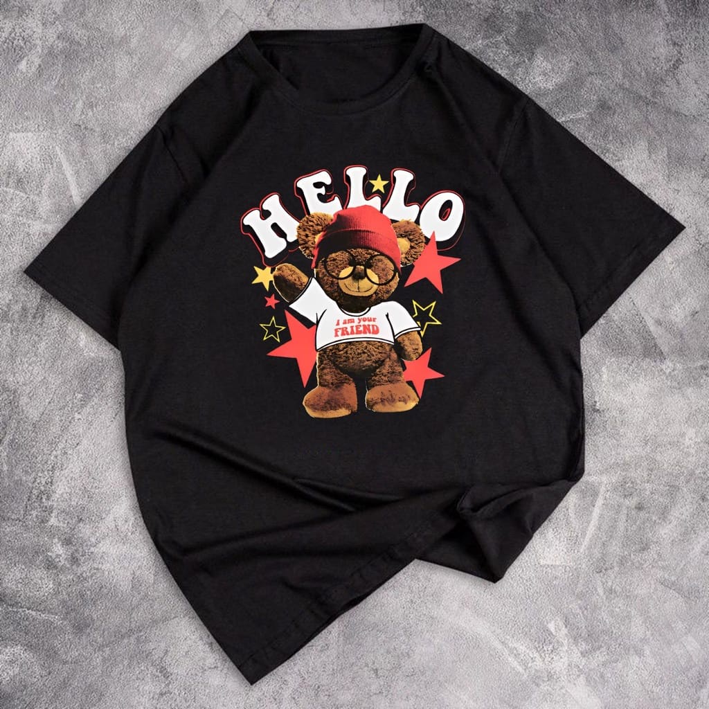 AFI - MC - Kaos Oversize Wanita Hello Bear (LD 106, P 55)