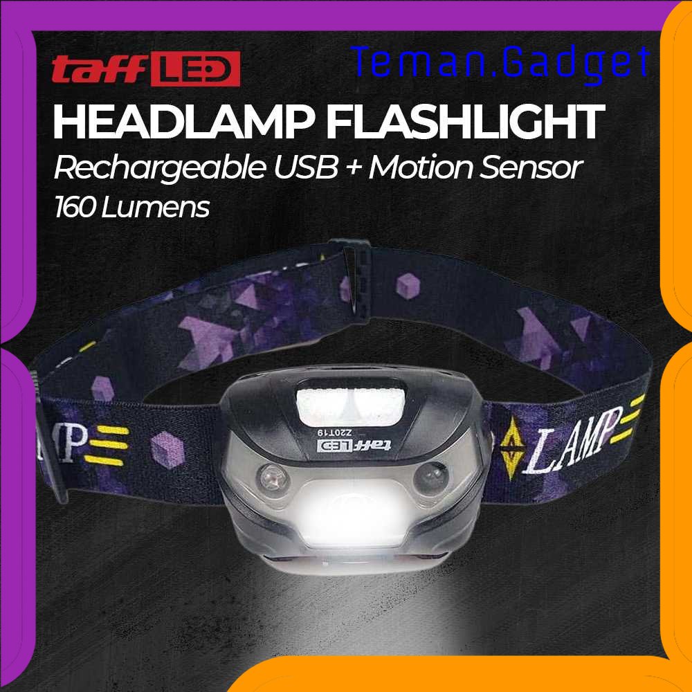 TG-SNT TaffLED Headlamp Flashlight Rechargeable USB + Motion Sensor - Z20T19