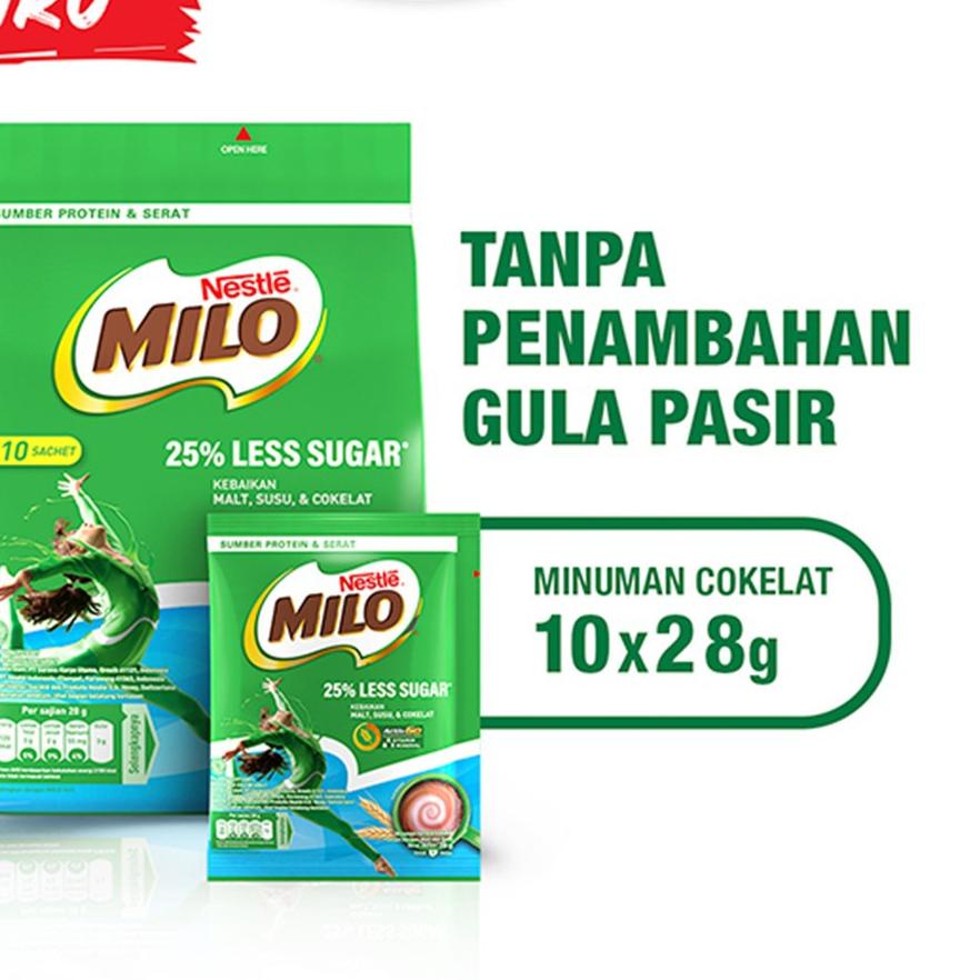 

PROMO [TD4] NESTLE MILO Less Sugar Susu Cokelat Rendah Gula isi Sachet 10 x 28g