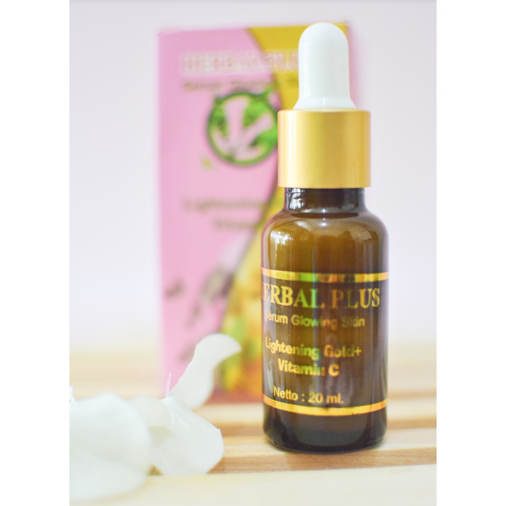 HERBAL PLUS SERUM BPOM Glowing Skin Lightening Gold + Vitamin C 20ml ORIGINAL