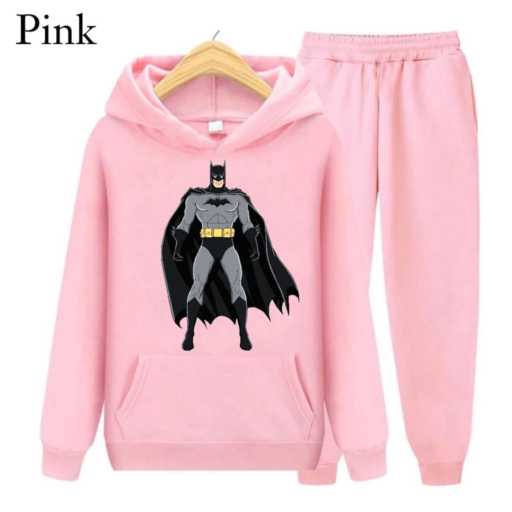 Hzl_outfit Setelan Sweater Hoodie Batman Anak Laki Laki (S.M.XL)