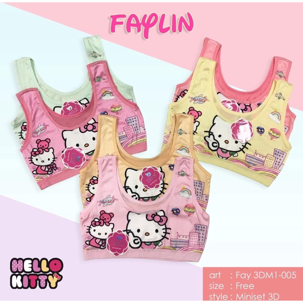 FAYLIN  | Miniset Anak Pelajar FAYLIN / Sablon 3D Motif Helo Kitty / Super Lembut