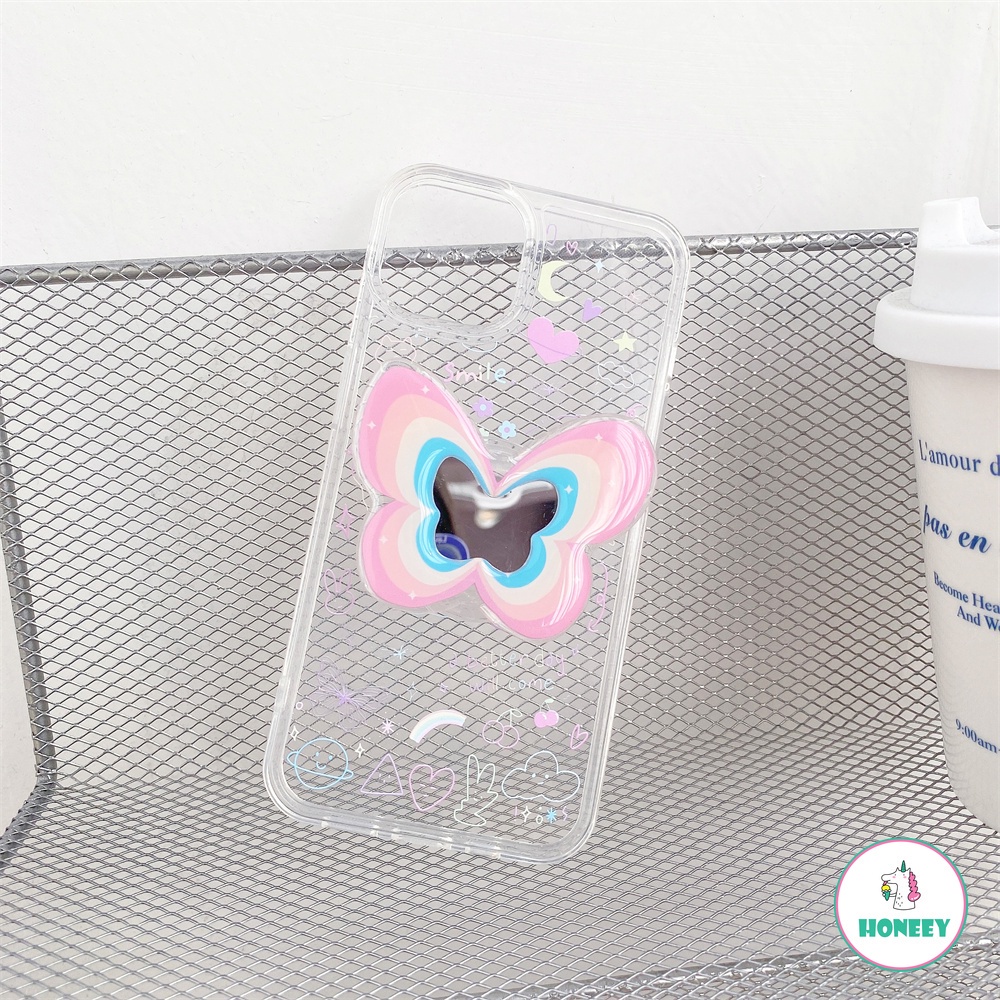 Soft Case TPU Desain Butterfly Star Moon Dengan Stand Holder Kickstand Untuk IPhone 14 13 12 11 Pro Max