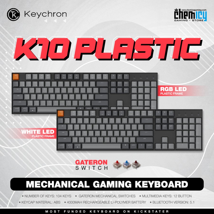 Keychron K10 Plastic Frame Hotswap Wireless Mechanical Gaming Keyboard