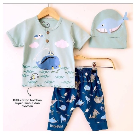 Grosir BAJU BAYI SETELAN/Set bayi laki-laki (free hat)