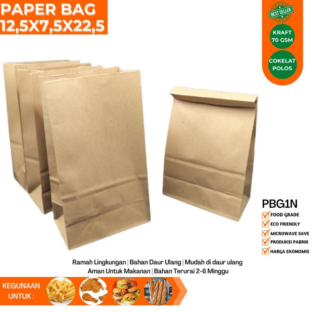 Paper Bag Fried Chicken 12.5X7.5X22.5 (Isi 50 Pcs-PBG1N)