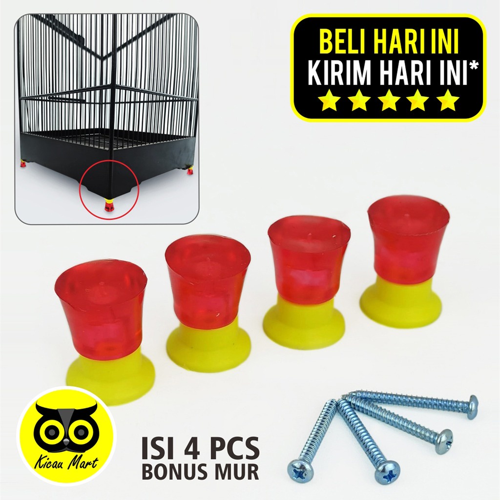 KAKI TEBOK SANGKAR KOTAK ISI 4 KARET + TOPI KAKI TEBOK MUTE KANDANG BURUNG KAKI TEBOK VARIASI KAKI SANGKAR DOUBLE ANTI PECAH KT4BK