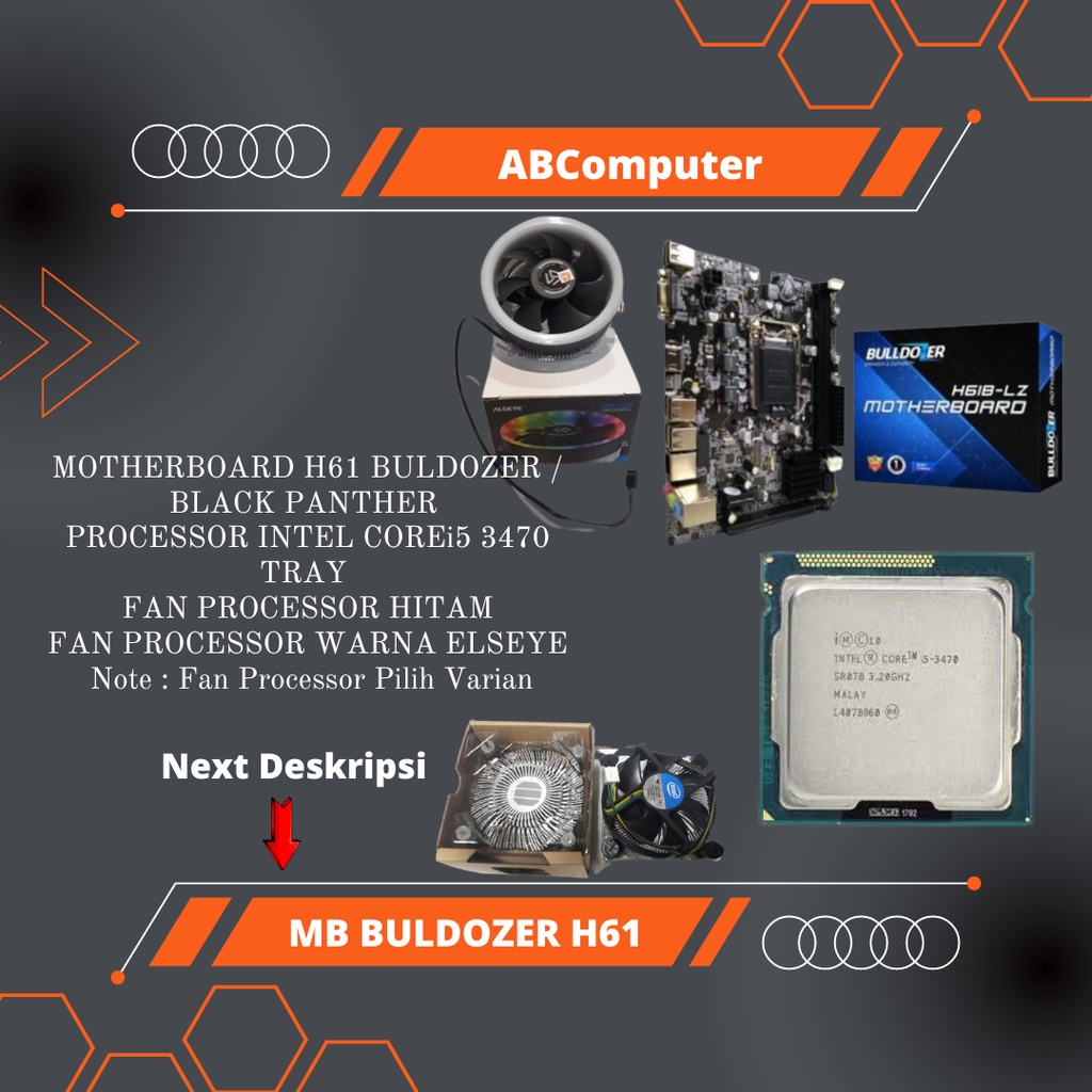 Paketan Intel Motherboard + Processor Corei5 3470 + Fan