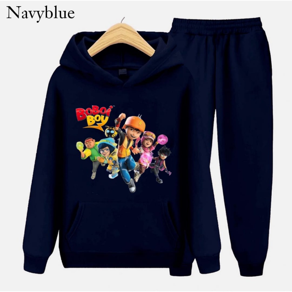 Hzl_outfit Setelan Sweater Hoodie Team Boboiboy Anak Laki Laki S.M.XL