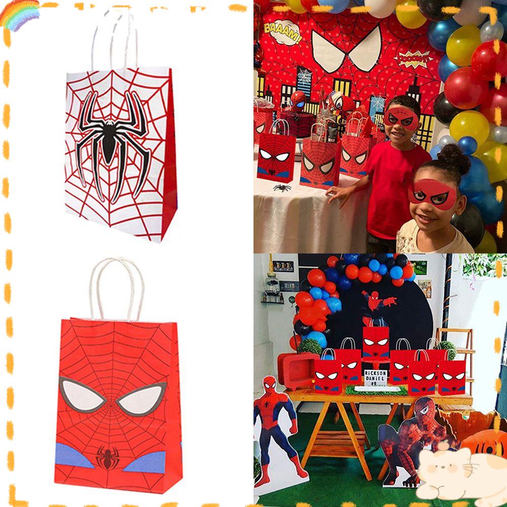 Solighter Spiderman printing Dua Sisi 12pcs Dekorasi Spider Treat B ags Candy B ags Hero