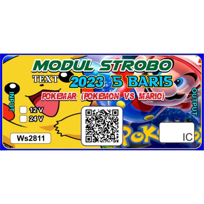 MODUL STROBO TEKS 2023 5BARIS POKEMAR(POKEMON&amp;MARIO) WS2811