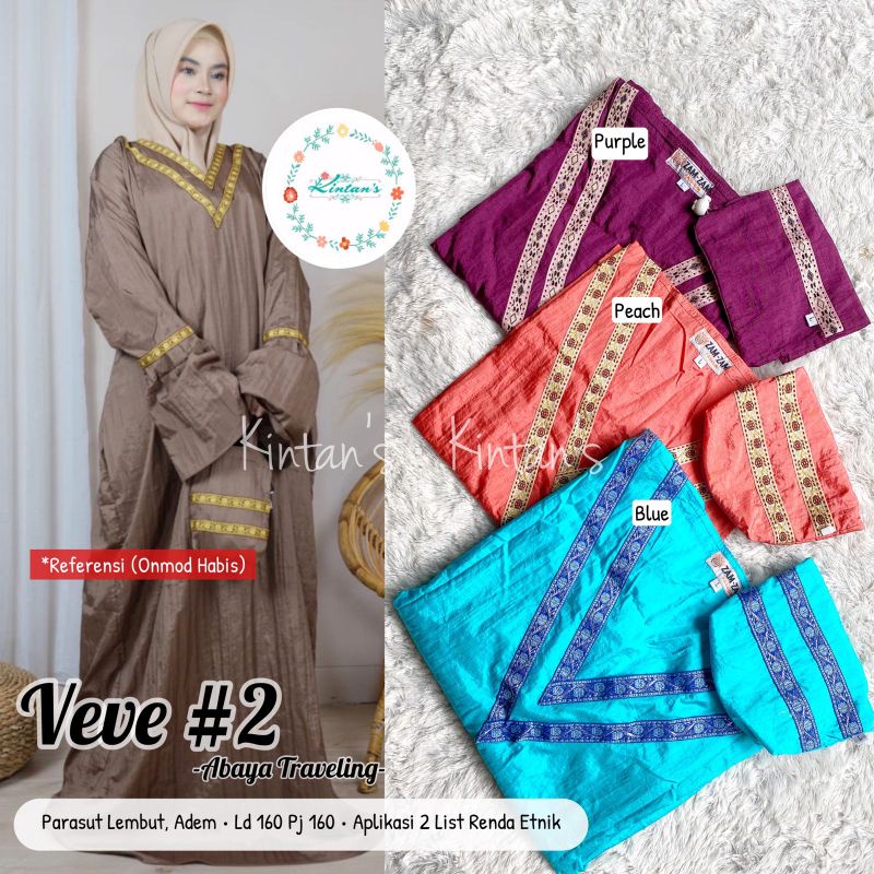 Veve Abaya Travelling mukena wanita Muslim Syari Mukena Import parasut adem nyaman aplikasi renda Be