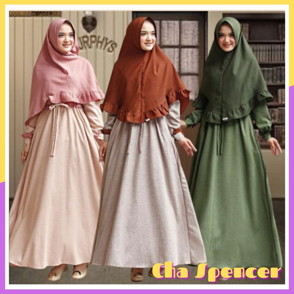 Baju Gamis Muslim Syari Bergo Polos Pesta Lebaran Idul Fitri Kekinian Terbaru Pakaian Muslimah Maxi 