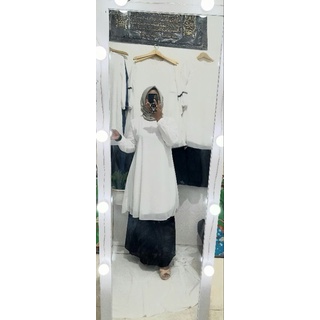 gamis malaysia hitam putih /gamis ceruty malaysia seragam kantor/dinas/asn/guru/kuliah