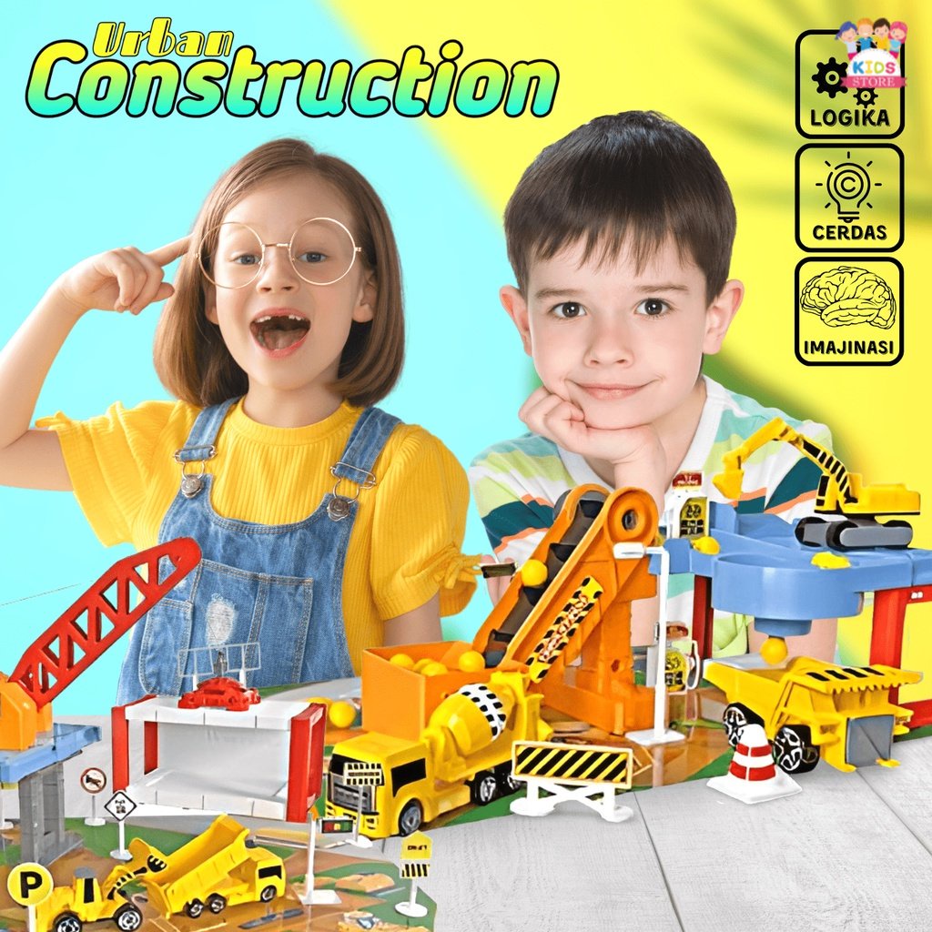 Mainan Mobil Diecast Truk Konstruksi | Mainan Anak Laki Laki Mobil Mobilan Urban Construction | Kado Ulang Tahun Anak Cowok