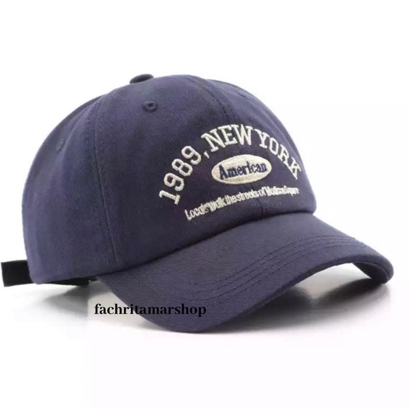 Topi Pria / Wanita Baseball Golf Logo Ediko Sport Fashion - Navy-1989-NEW YORK NAVY