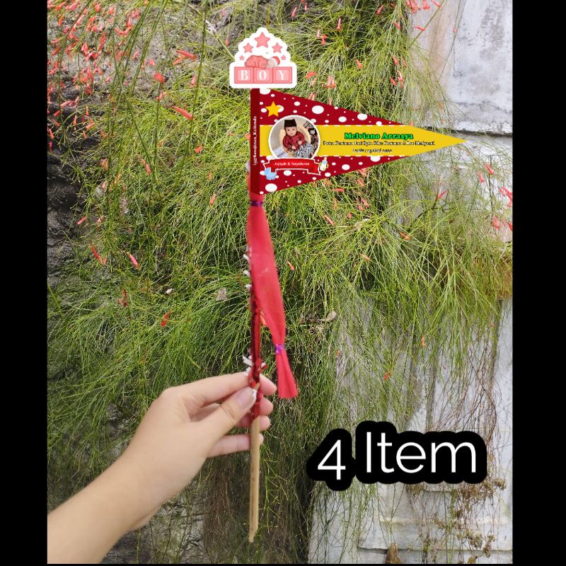 kartu nama aqiqah /kembang telur aqiqah /bendera aqiqah /bambu aqiqah